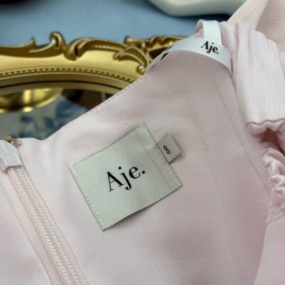 🆕 AJE 🧿 NWOT Etta Off Shoulder Linen Midi Dress, Pastel Pink - Sz AU 8 / Small - Picture 13 of 16